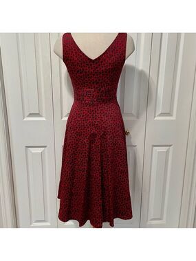Elegant Red and Black Women's Midi Dress